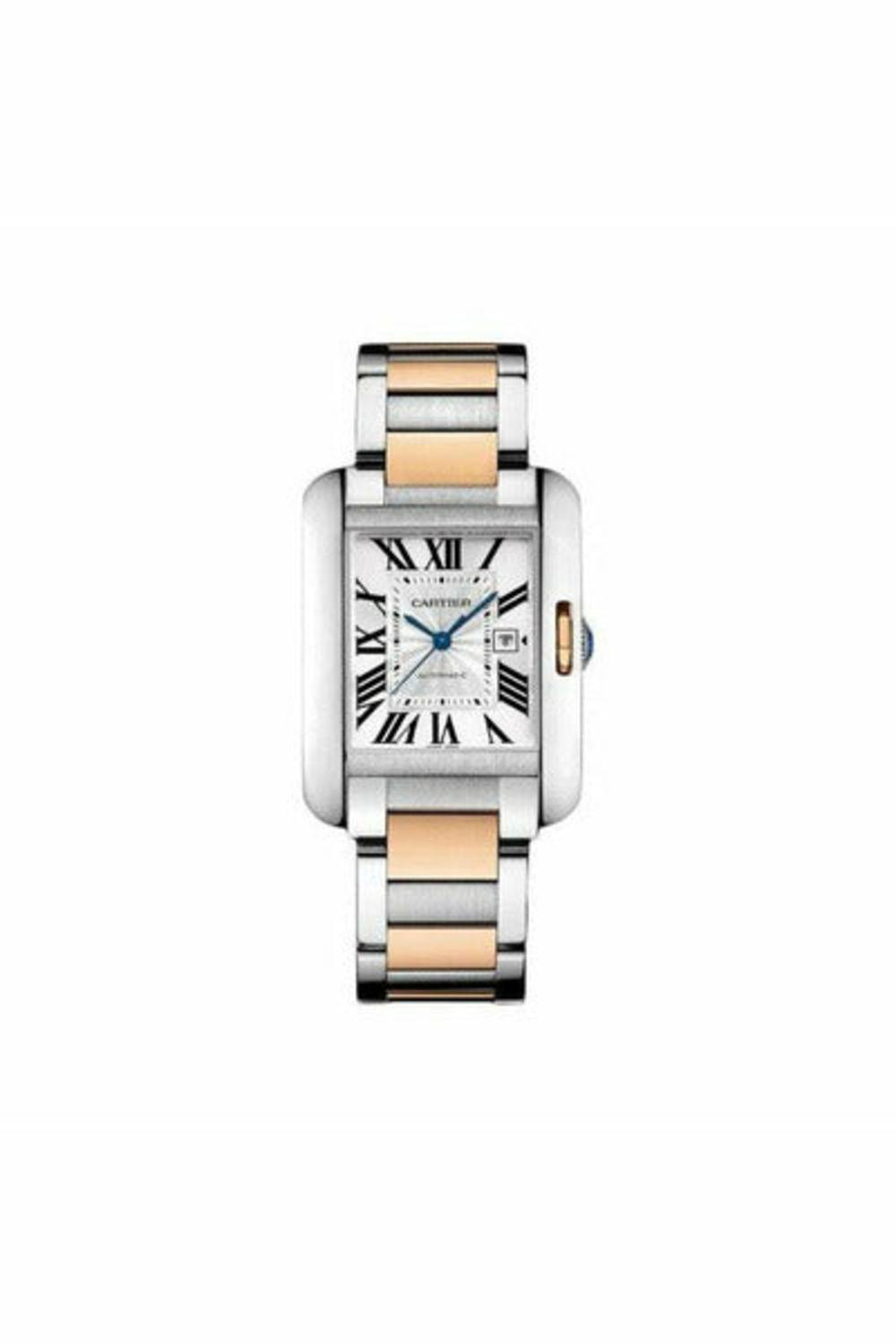 Tank Anglaise Medium Stainless Steel &amp; Rose Gold 39.2Mm X 29.8Mm Ladies Watch