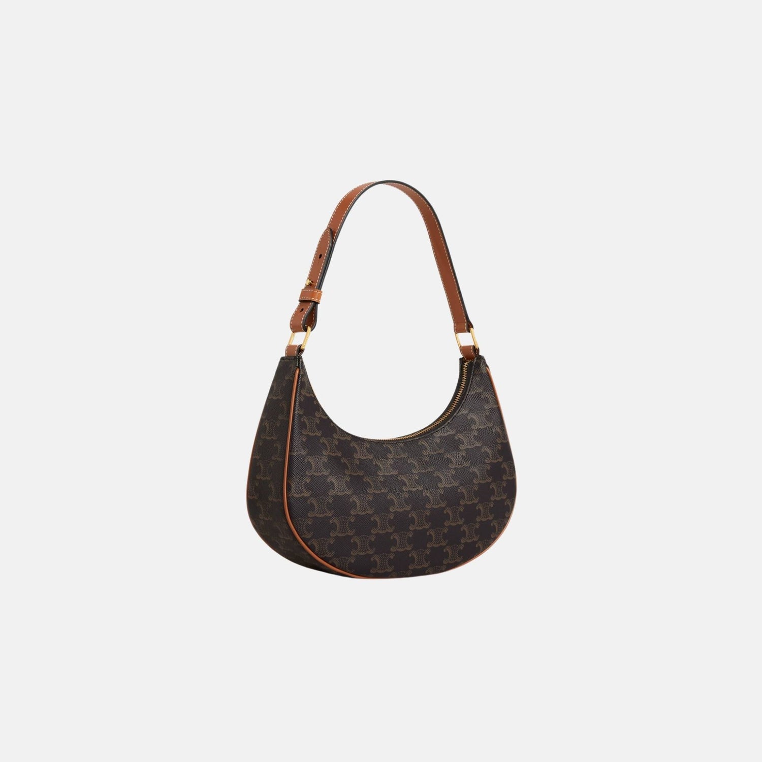 Celine Ava Bag In Triomphe Canvas And Calfskin, Tan, Side View