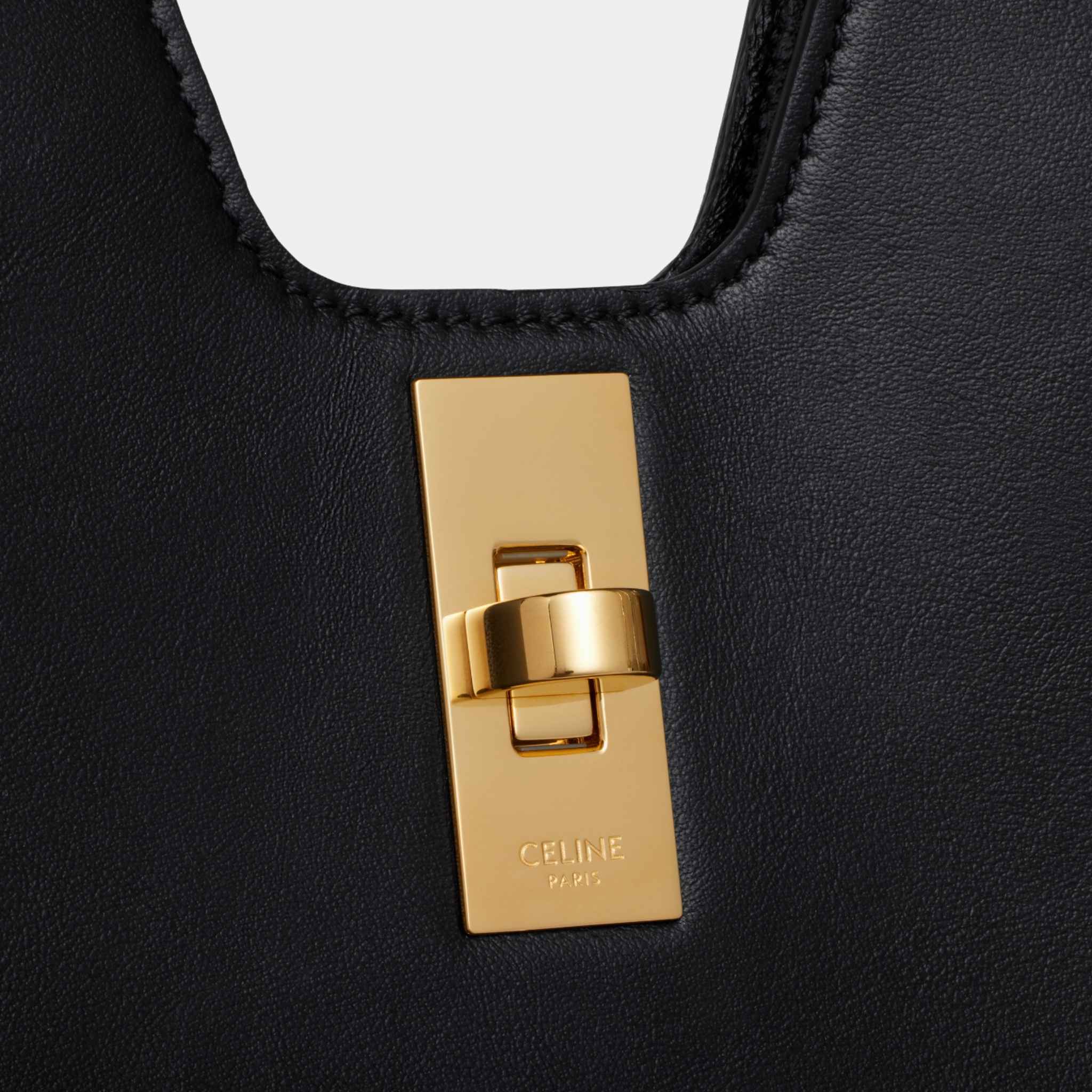 Celine Cabas 16 Soft In Smooth Calfskin Handbag, Black, Close Up View