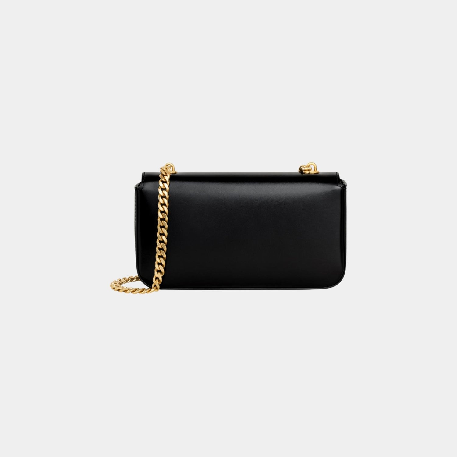 Celine Chain Shoulder Bag Claude In Shiny Calfskin Handbag, Black and Gold, Back View