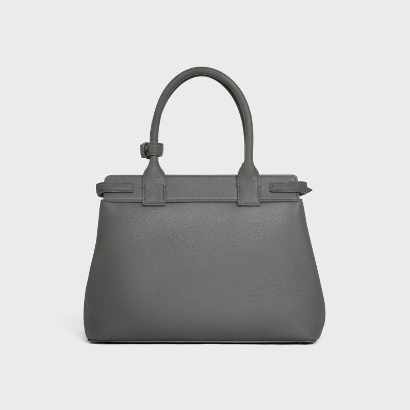 Celine Conti Bag In Upple Calfskin Handbag, Anthracite Color, Back View