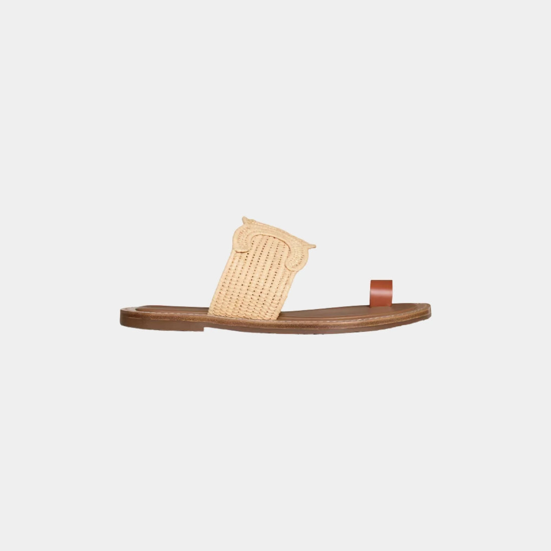 Celine Lympia Sandal in Raffia and Calfskin, Naturel, Side