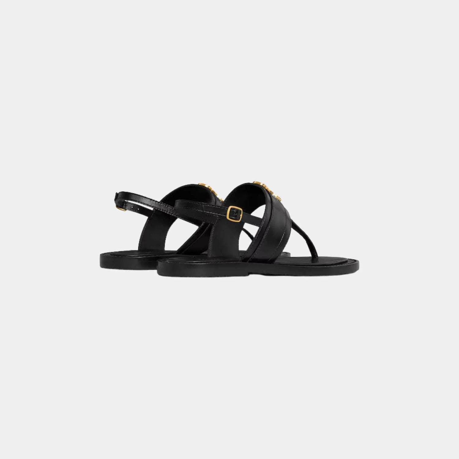 Celine Lympia Triomphe Thong in Calfskin, Black, Back