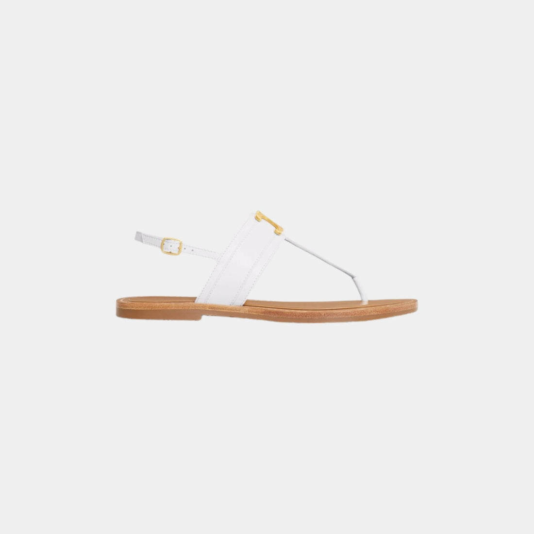 Celine Lympia Triomphe Thong in Calfskin, White, Side