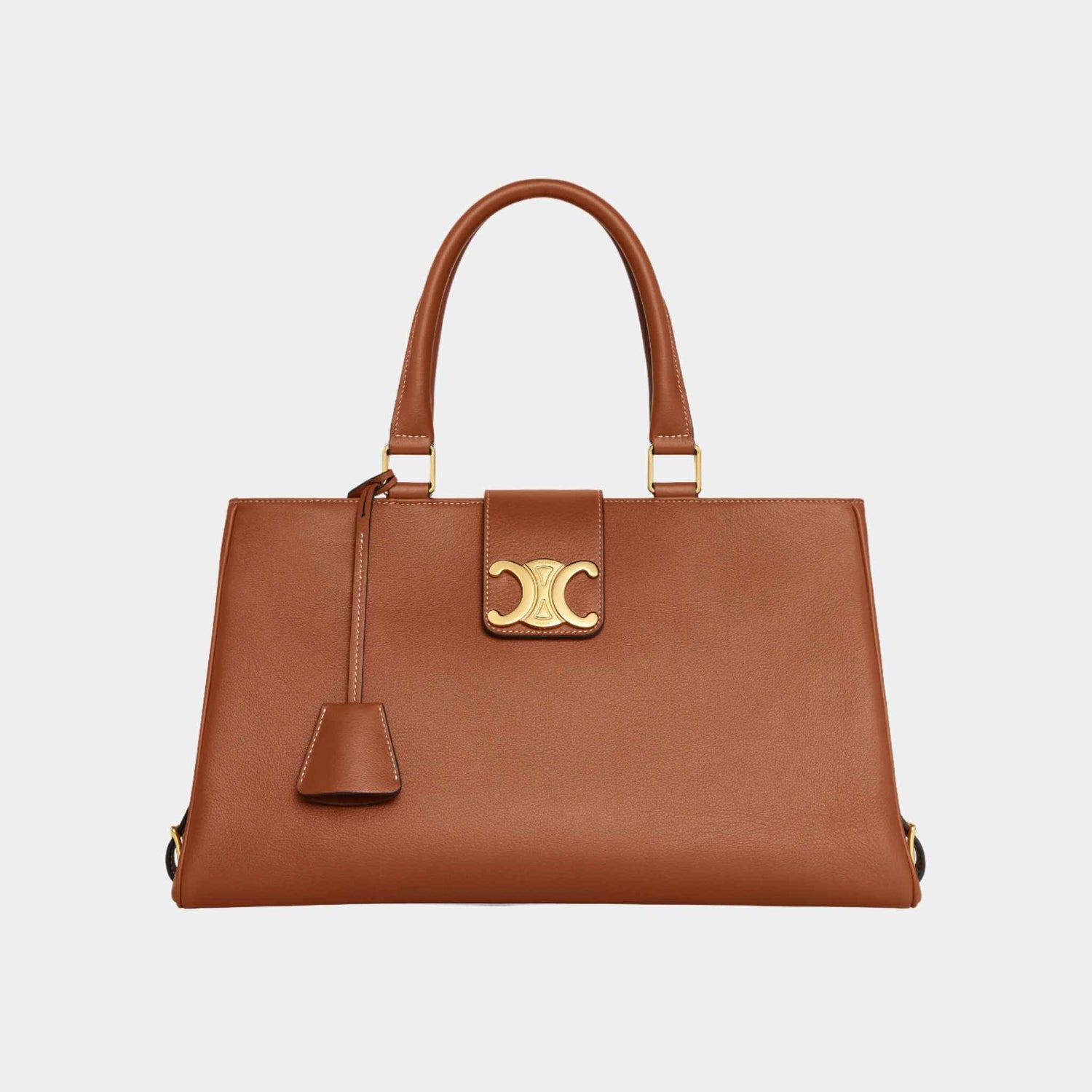 Celine Medium Appoline Bag In Supple Calfskin Handbag, Tan, Front View