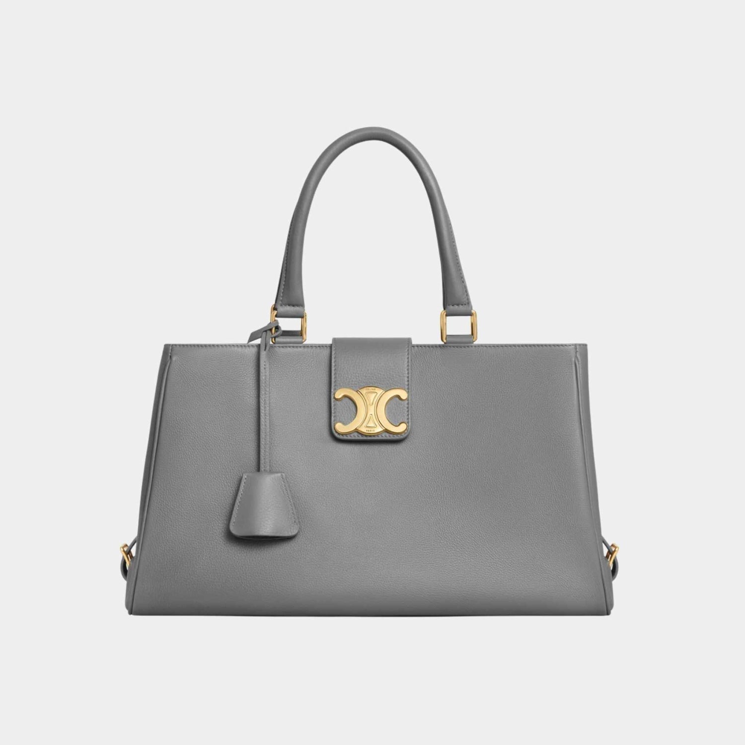 Celine Medium Appoline Bag In Supple Calfskin Handbag, Zinc, Front View