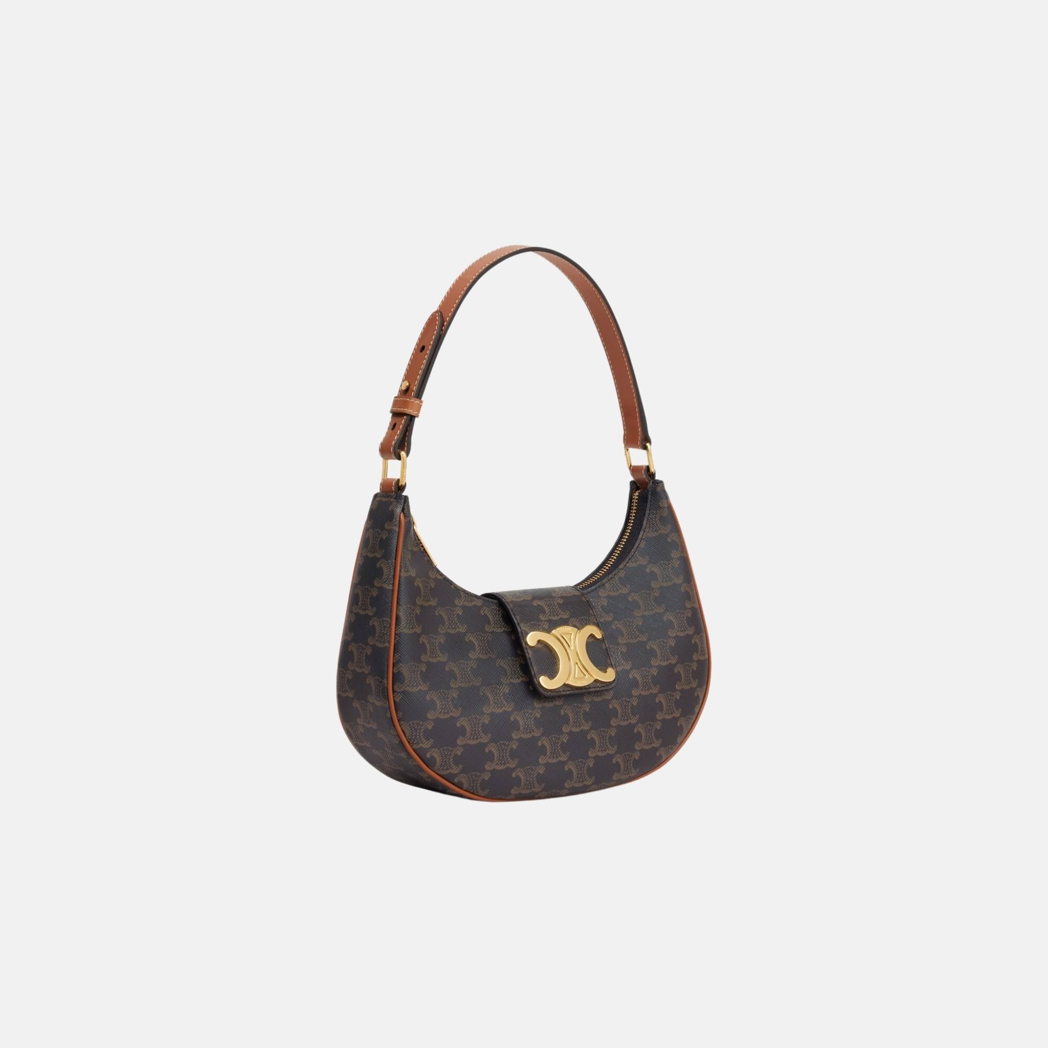 Celine Medium Ava Triomphe Bag In Triomphe Canvas And Calfskin, Side