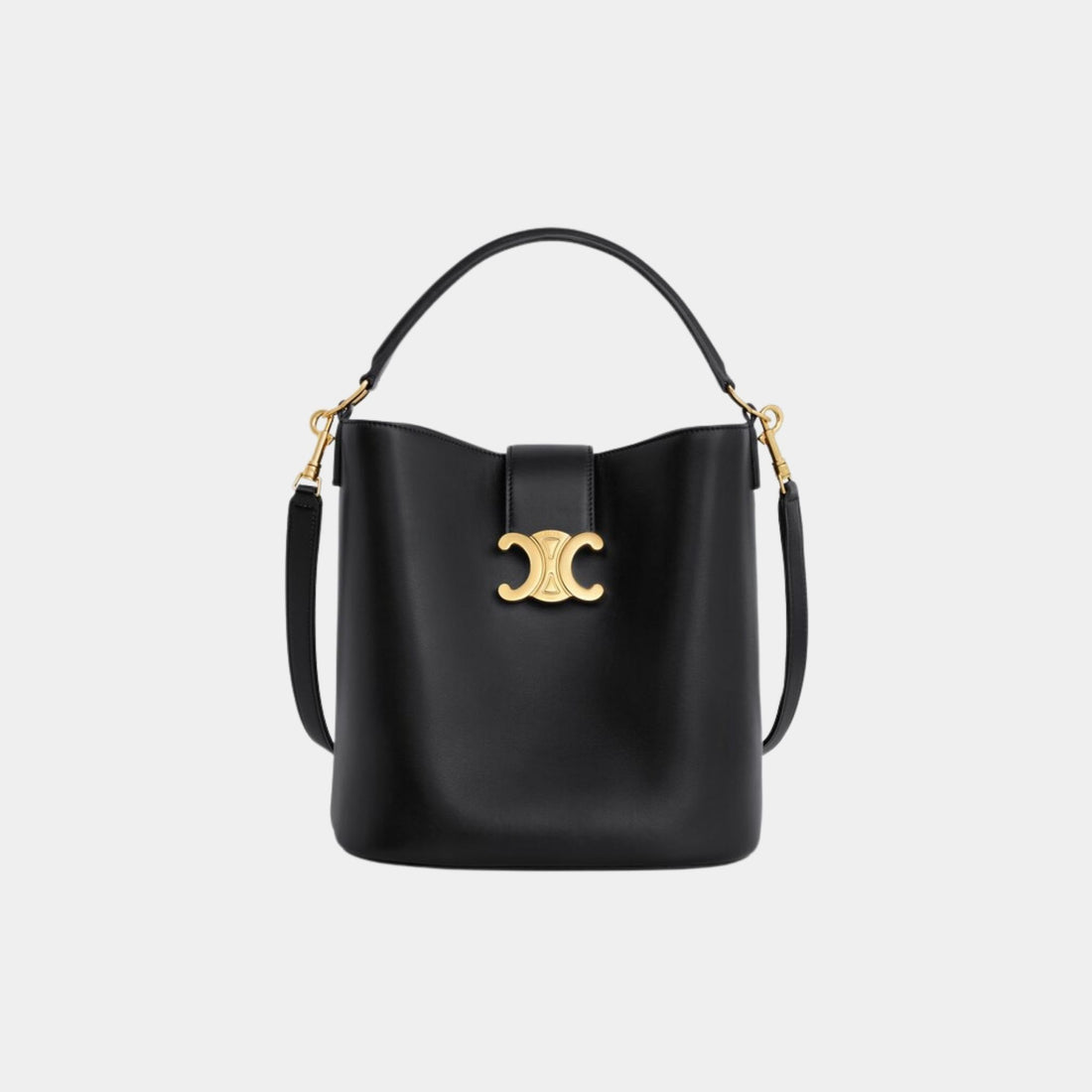 Celine Medium Bucket Louise in Smooth Calfskin, Black, Front