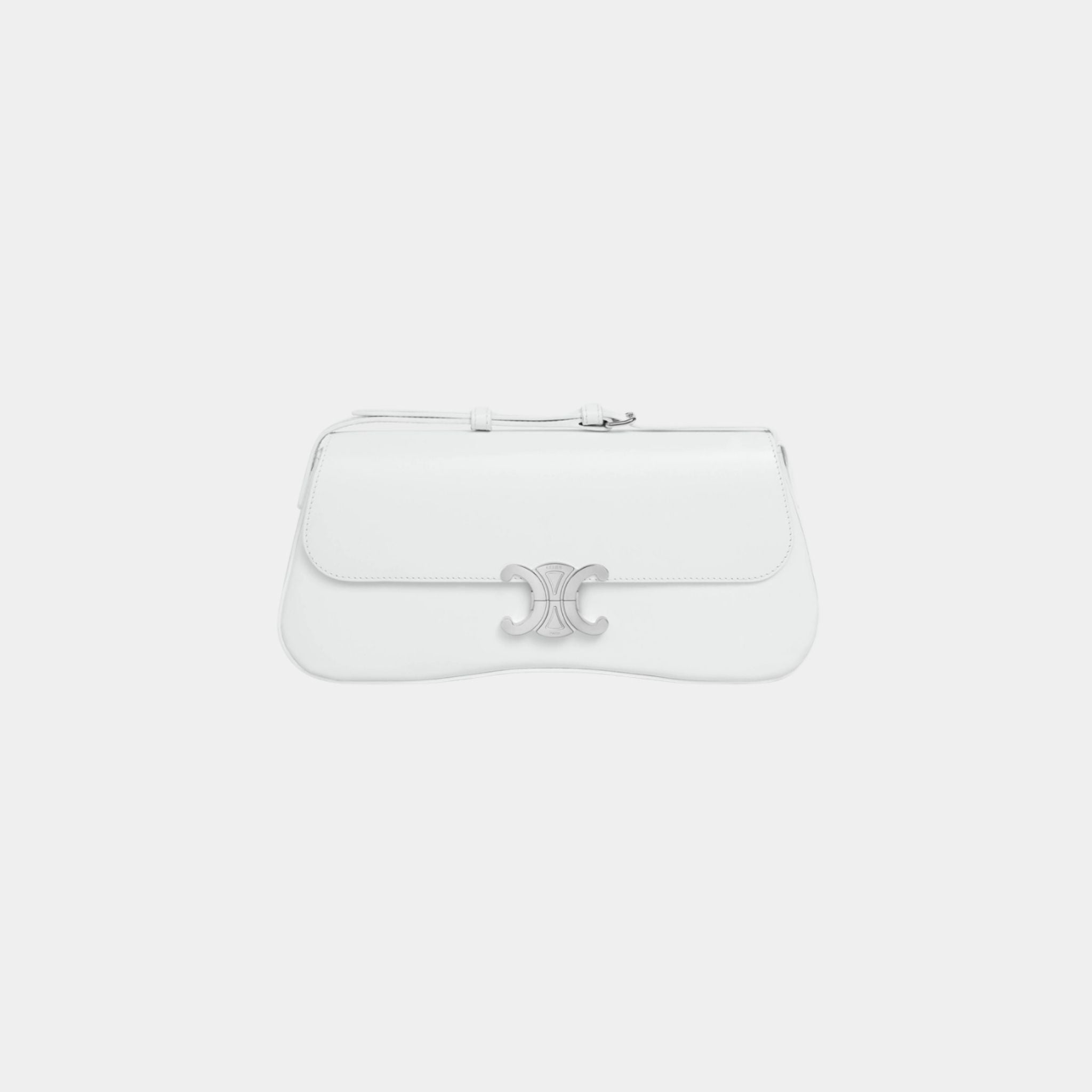 Celine Medium Lola Bag In Shiny Calfskin Handbag, Blanc De Blanc, Front View