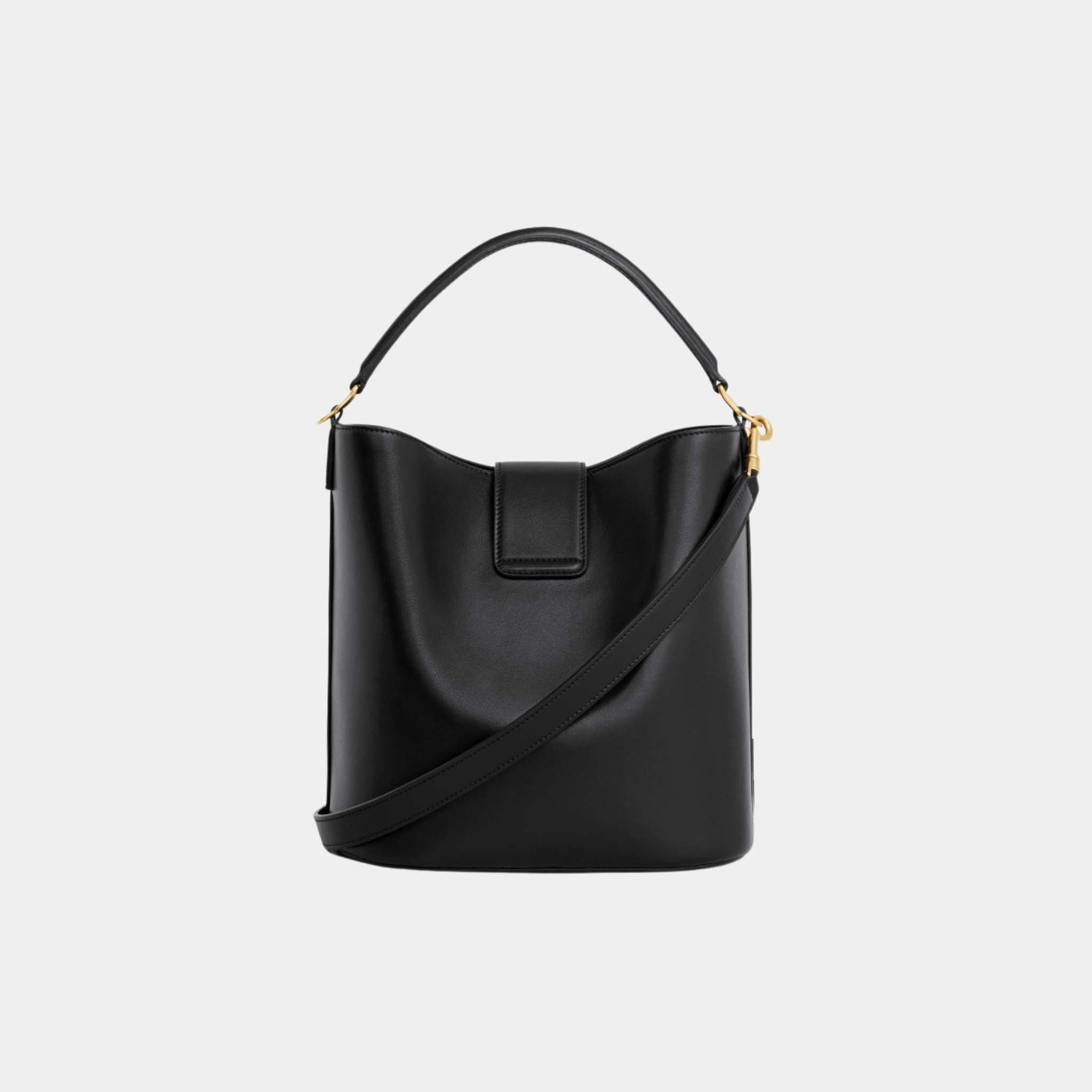 Celine Medium Louise Bag In Smooth Calfskin Handbag, Black, Back View