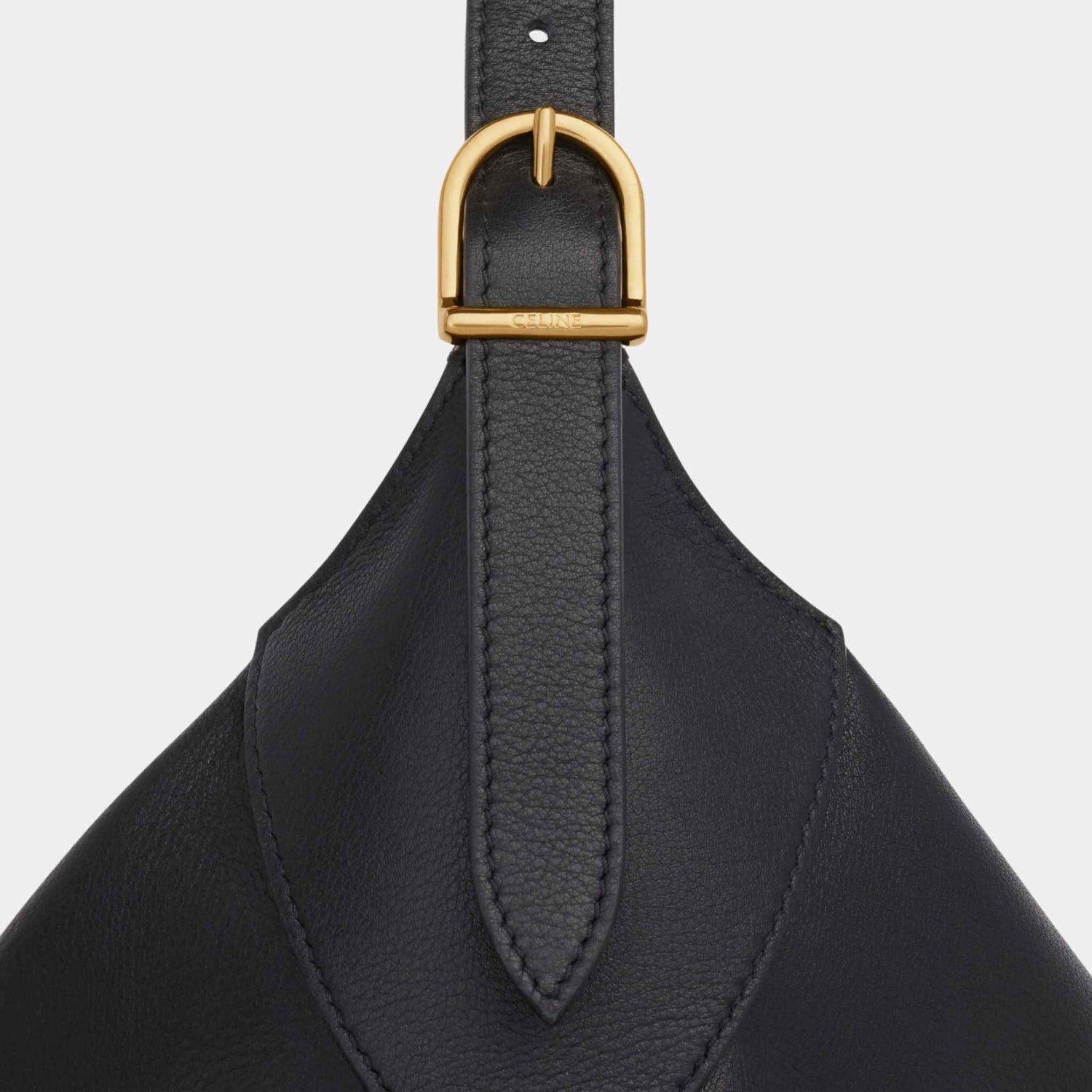 Celine Medium Romy In Supple Calfskin Handbag, Black, Close View