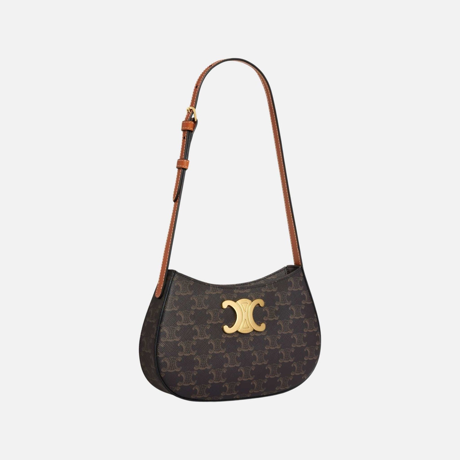 Celine Medium Tilly Bag In Triomphe Canvas And Calfskin, Side