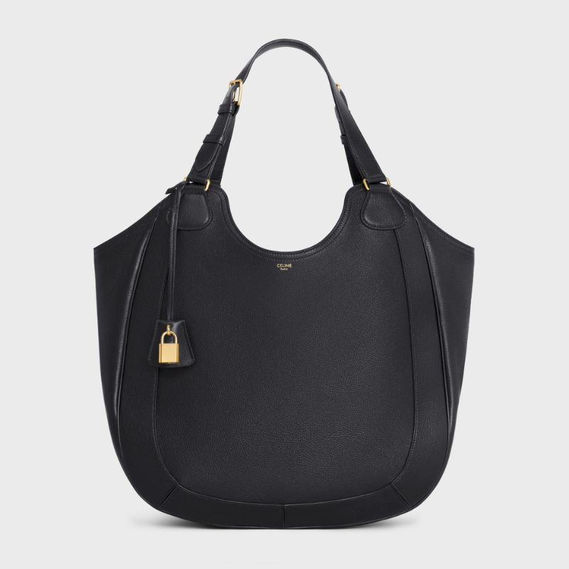 Celine Meo Bag In Supple Calfskin Handbag, Black Color, Front View