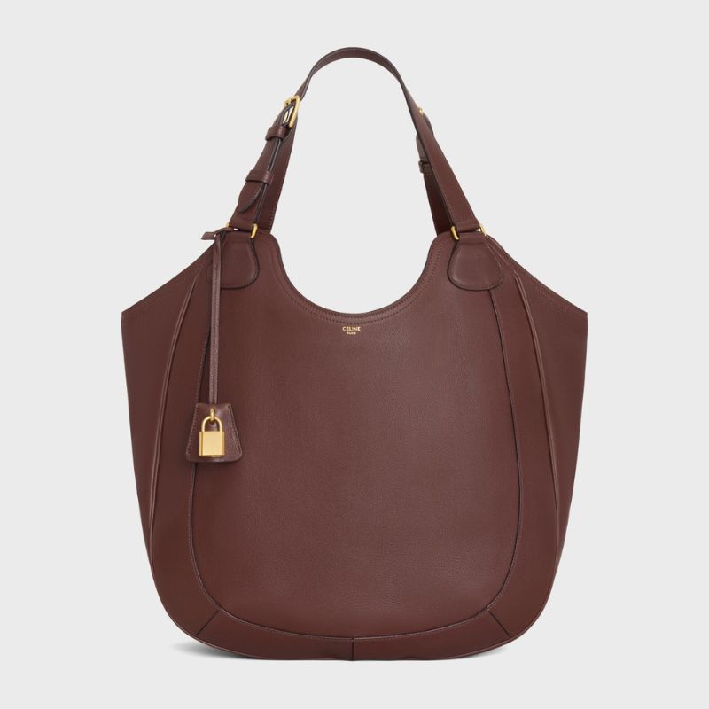 Celine Meo Bag In Supple Calfskin Handbag, Chestnut Color, Front View