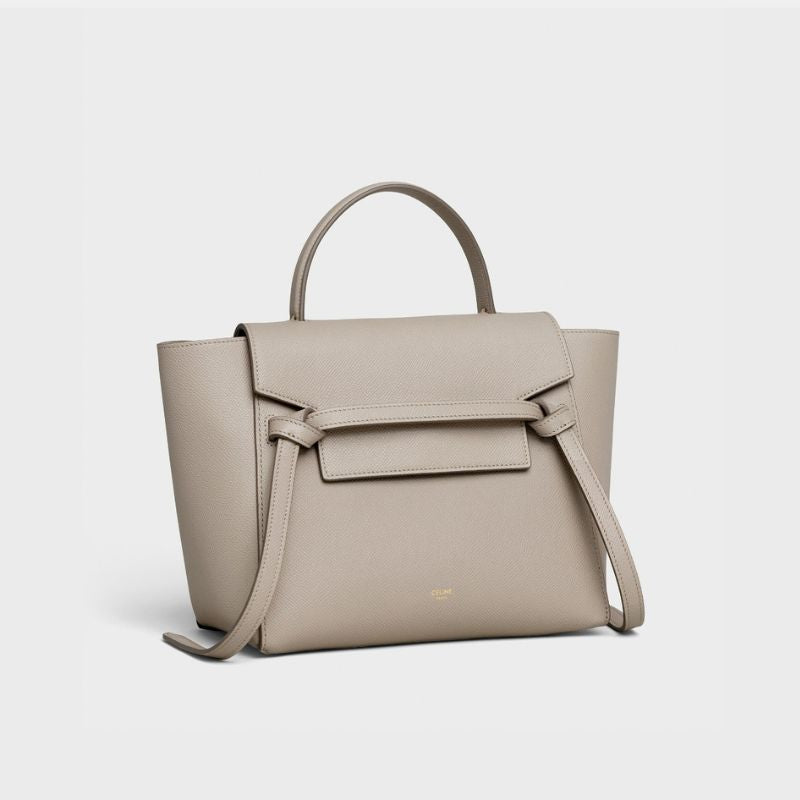 Celine Micro Belt Bag In Grained Calfskin Handbag, Light Taupe, Side View