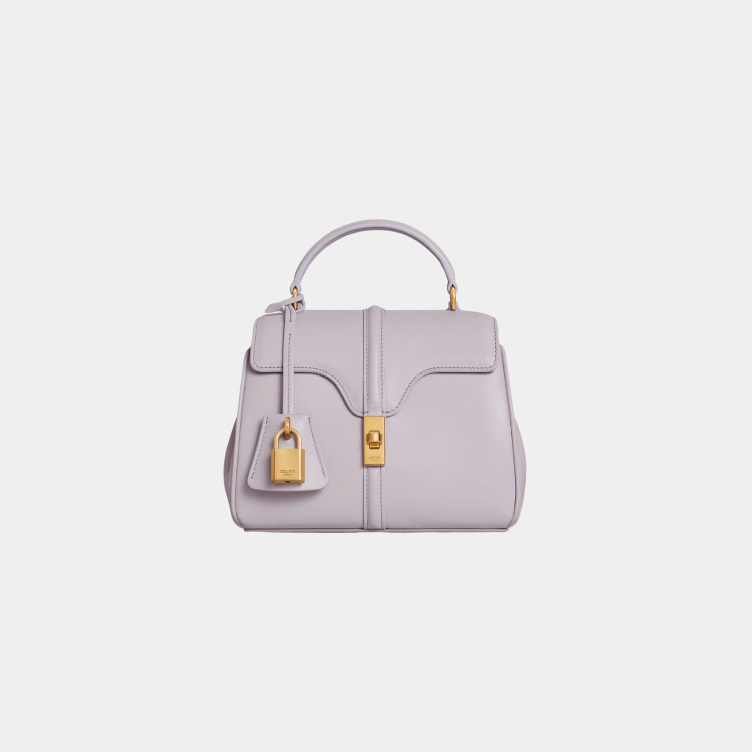 Celine Mini 16 In Satinated Calfskin Handbag, Light Lilac, Front View