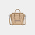 Celine Nano Luggage Bag In Drummed Calfskin Handbag, Dune, FrontView