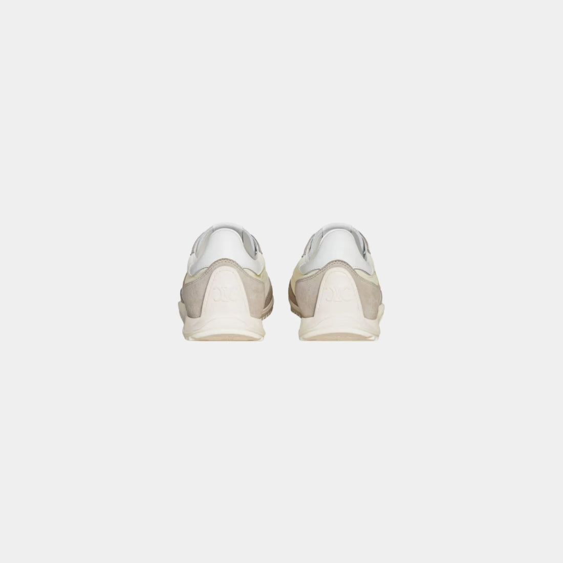 Celine Racer Sneaker With Triomphe in Nylon, Suede & Calfskin, White, Back