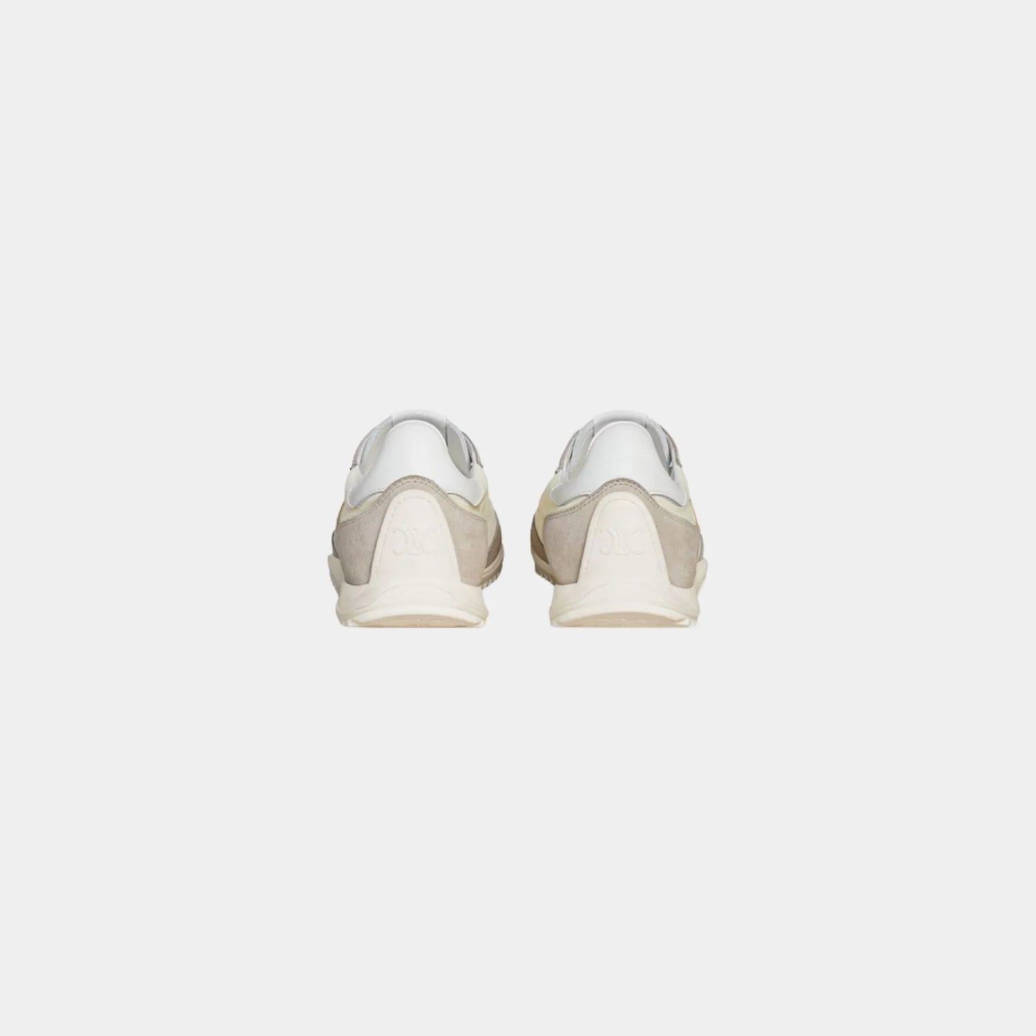 Celine Racer Sneaker With Triomphe in Nylon, Suede &amp; Calfskin, White, Back
