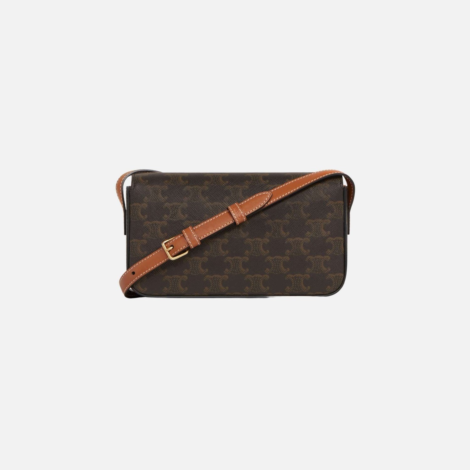 Celine Shoulder Bag Claude In Triomphe Canvas And Calfskin, Tan, Back