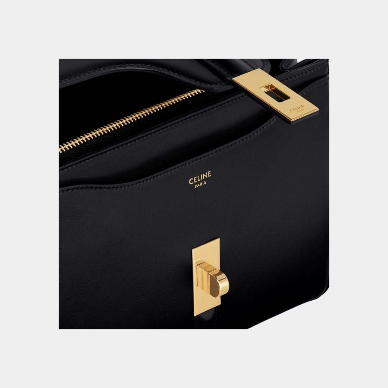 Celine Small 16 Bag In Satinated Calfskin Handbag, Black, CloseView