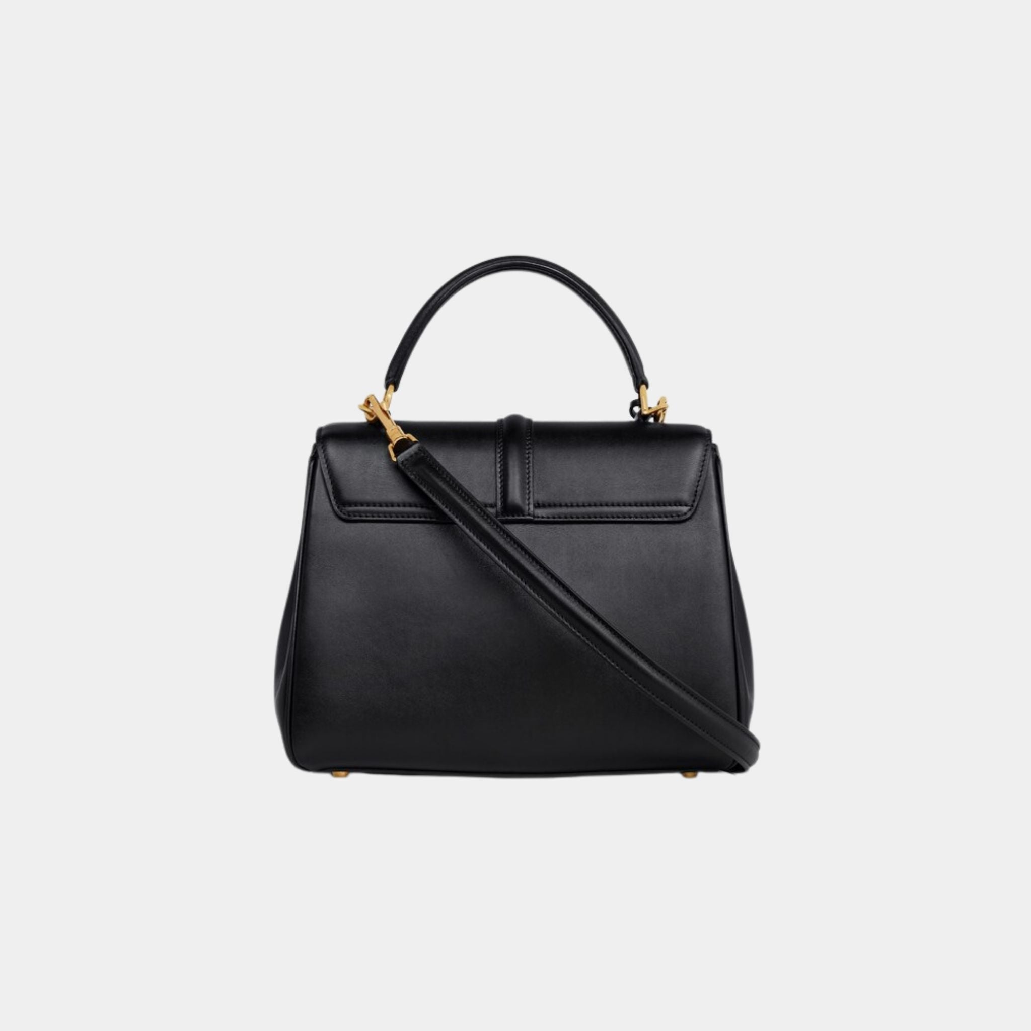 Celine Small 16 Bag In Satinated Calfskin Handbag, Black Gold, Back