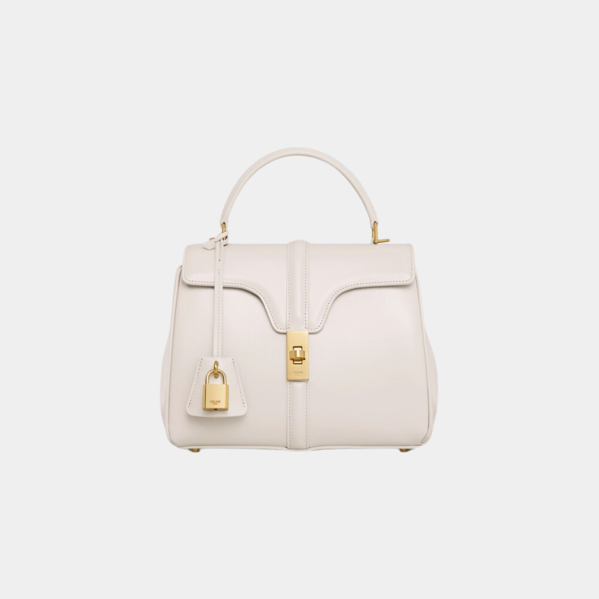 Celine Small 16 Bag In Satinated Calfskin Handbag, Rice, Front