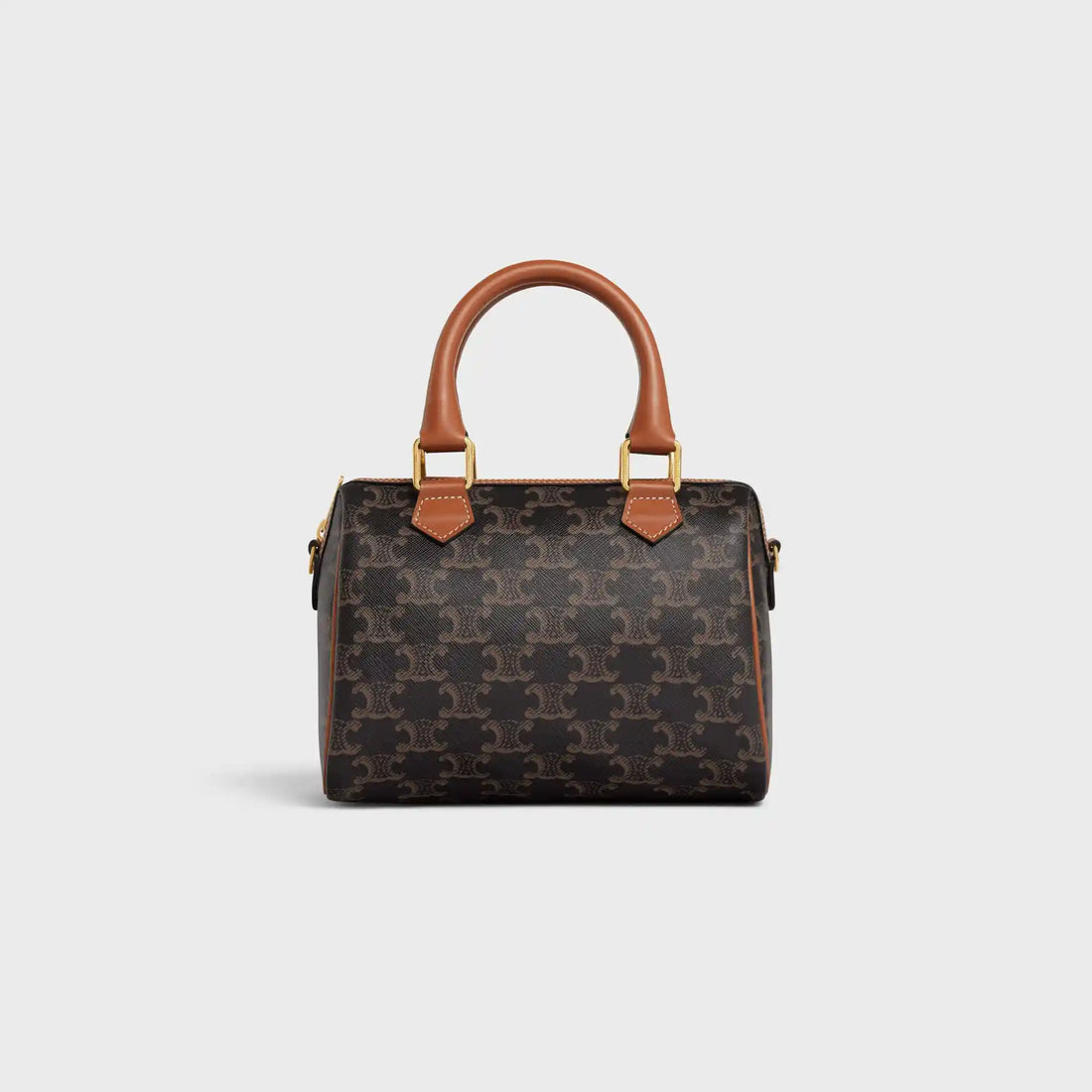 Celine Small Boston Bag In Triomphe Canvas And Calfskin, Front