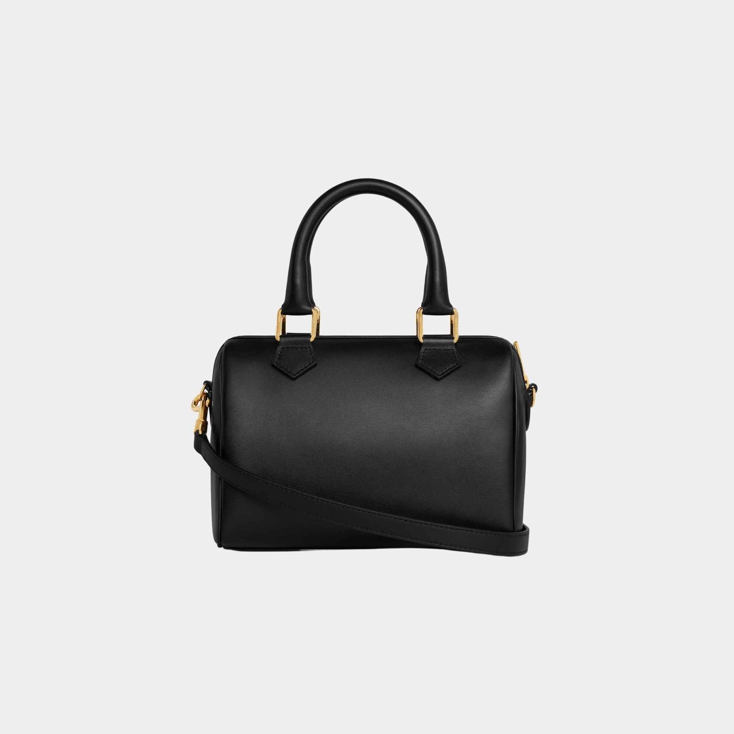 Celine Small Boston In Smooth Calfskin Handbag, Black, Back View