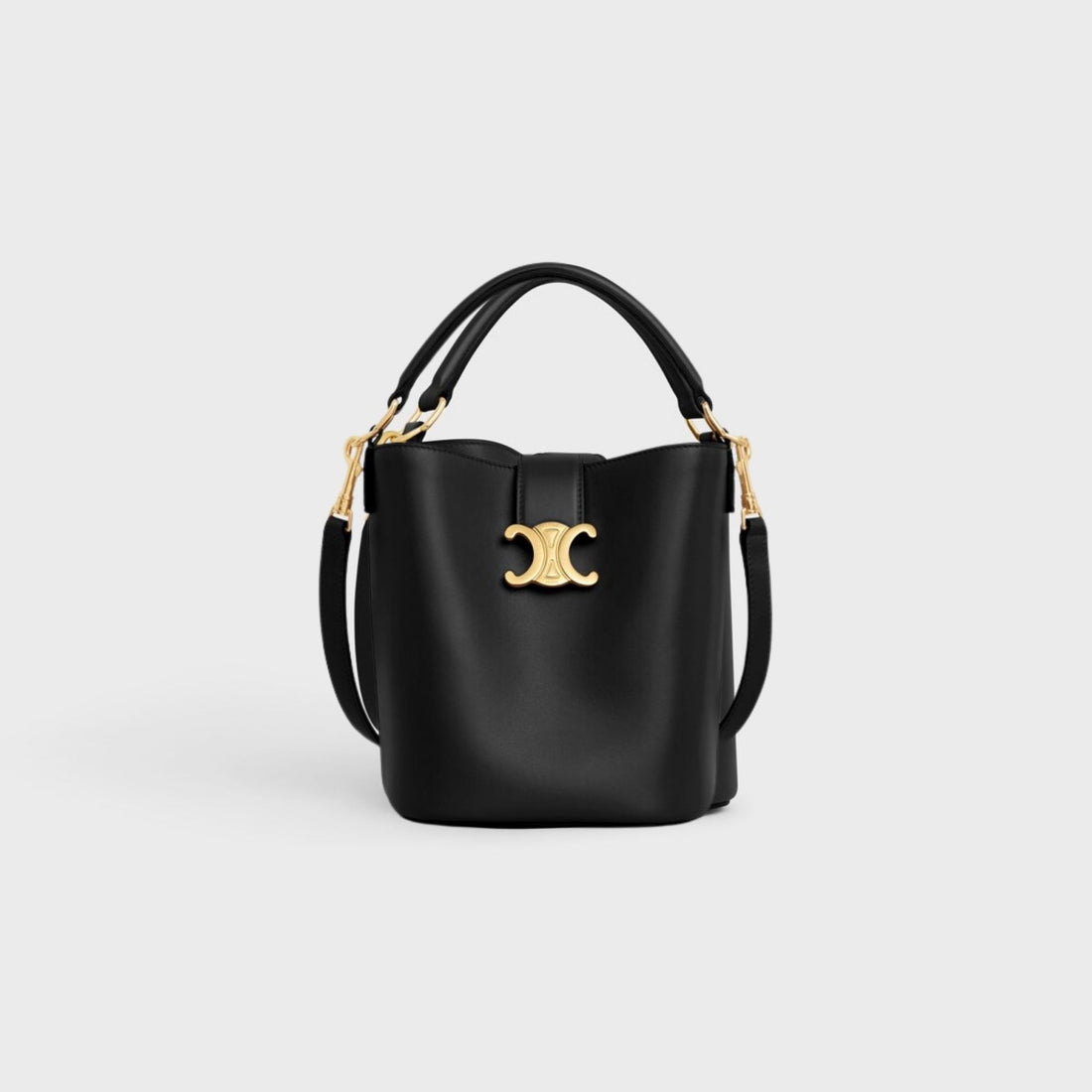 Celine Small Bucket Louise in Smooth Calfskin, Black, Front