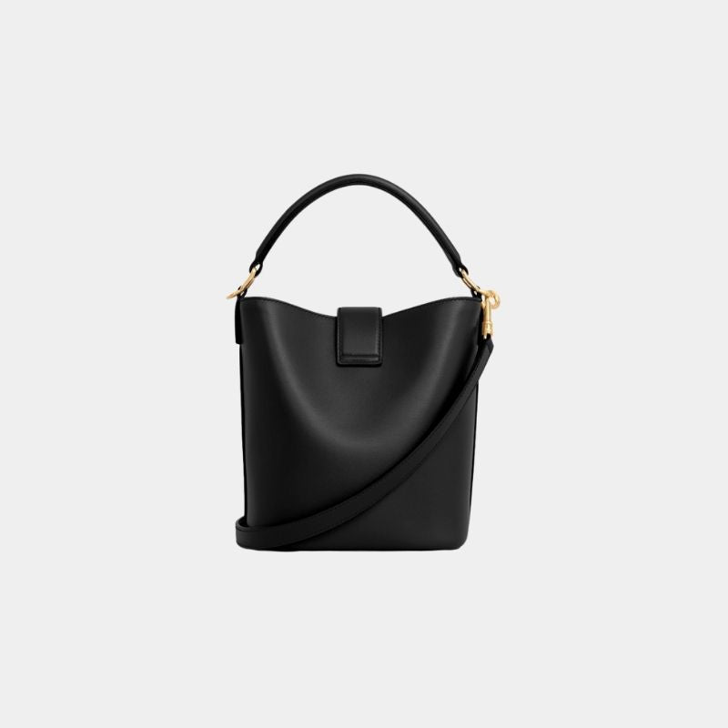 Celine Small Louise Bag In Smooth Calfskin Handbag, Black, BackView