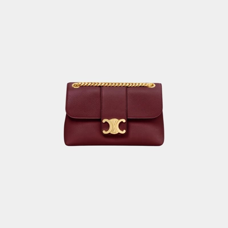 Celine Teen Celine Victoire Bag In Supple Calfskin Handbag, LightBurgundy, FrontView