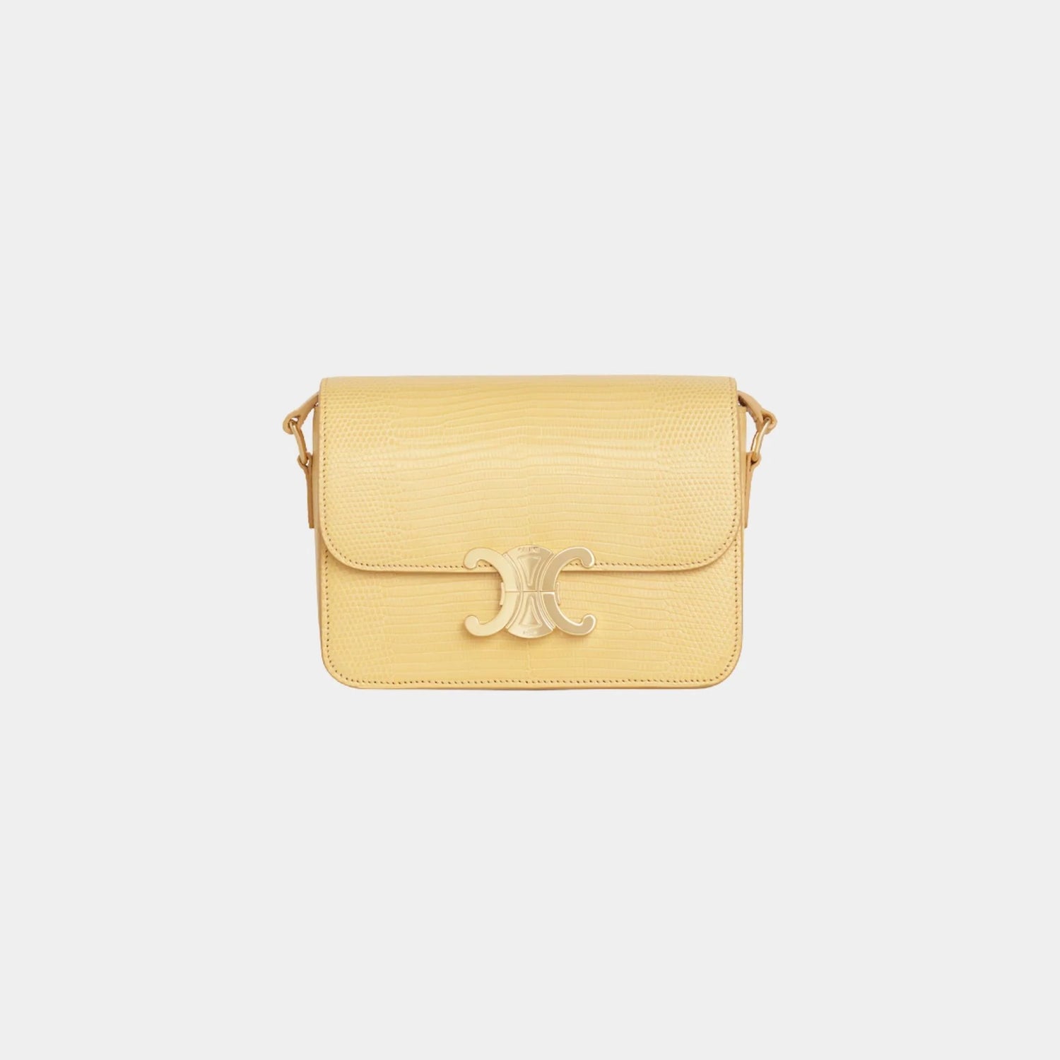 Celine Teen Triomphe Bag In Lizard, Pollen