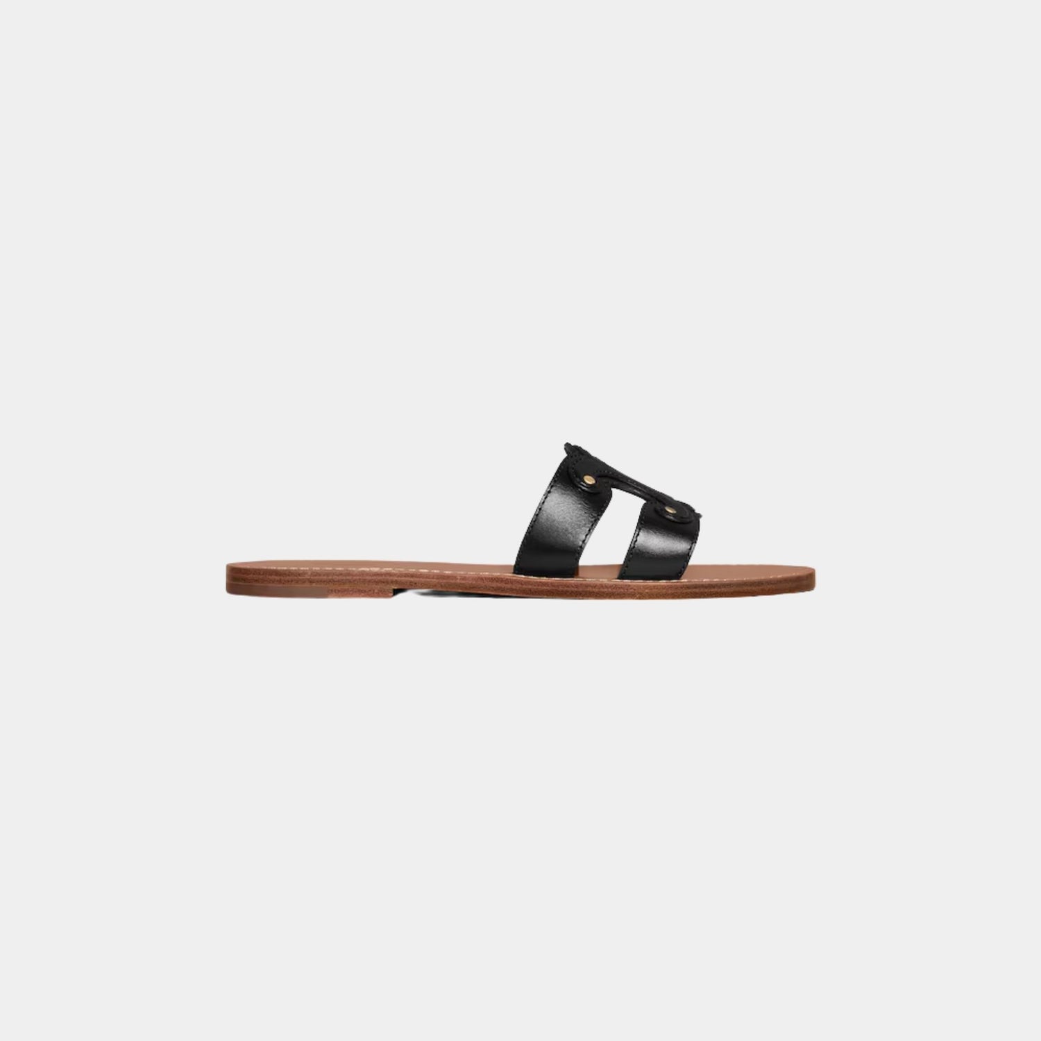 Celine Triomphe Mule In Calfskin, Black, Side
