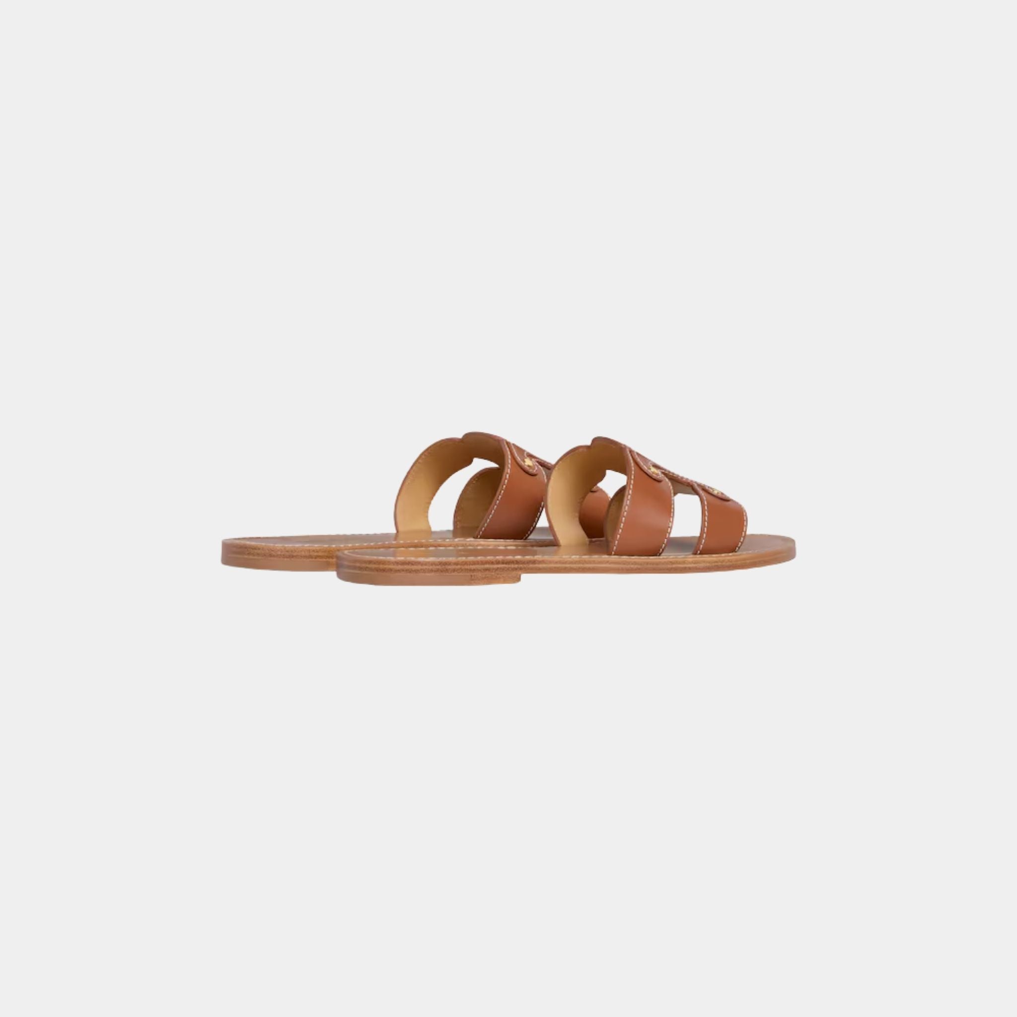 Celine Triomphe Mule In Calfskin, Tan, Back