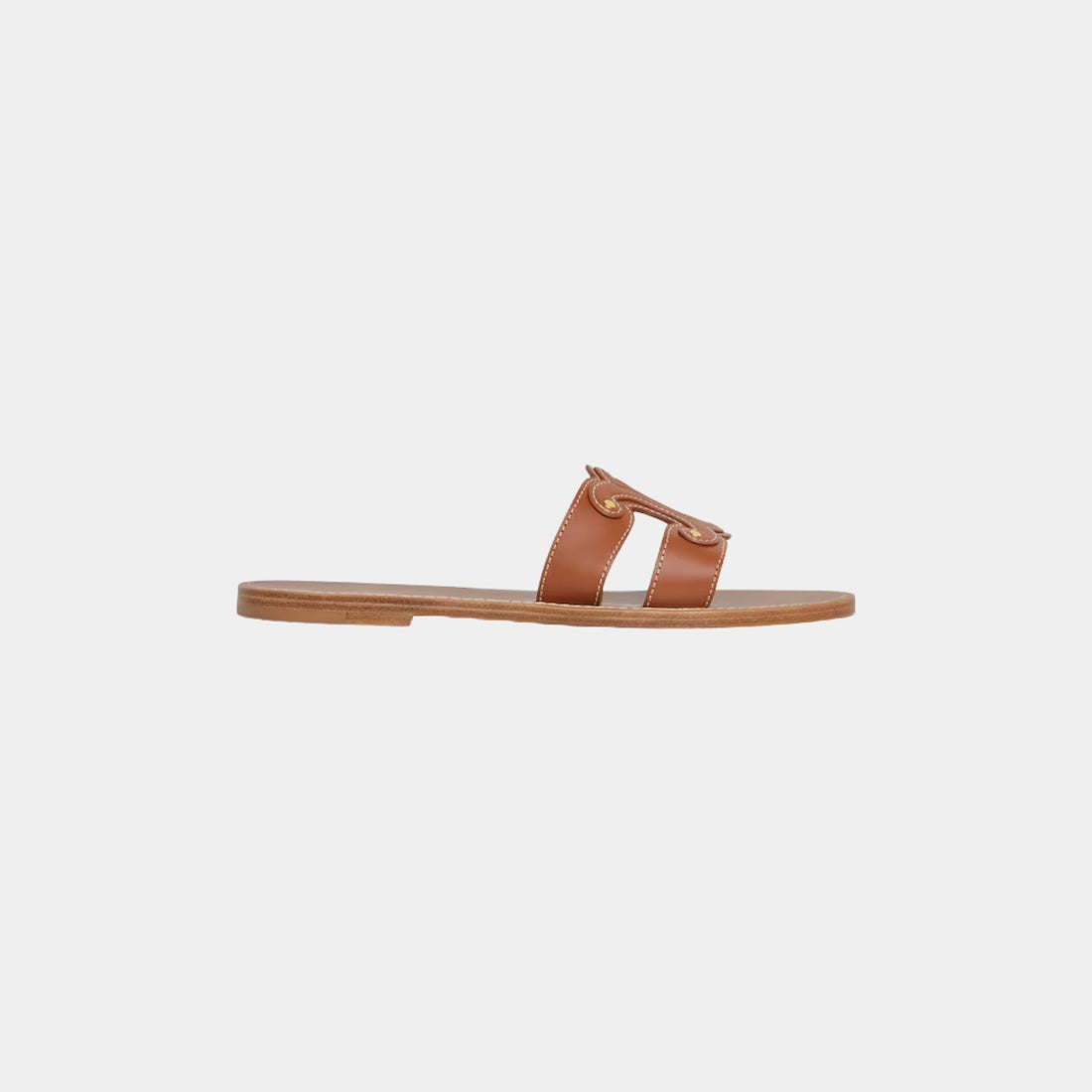 Celine Triomphe Mule In Calfskin, Tan, Side