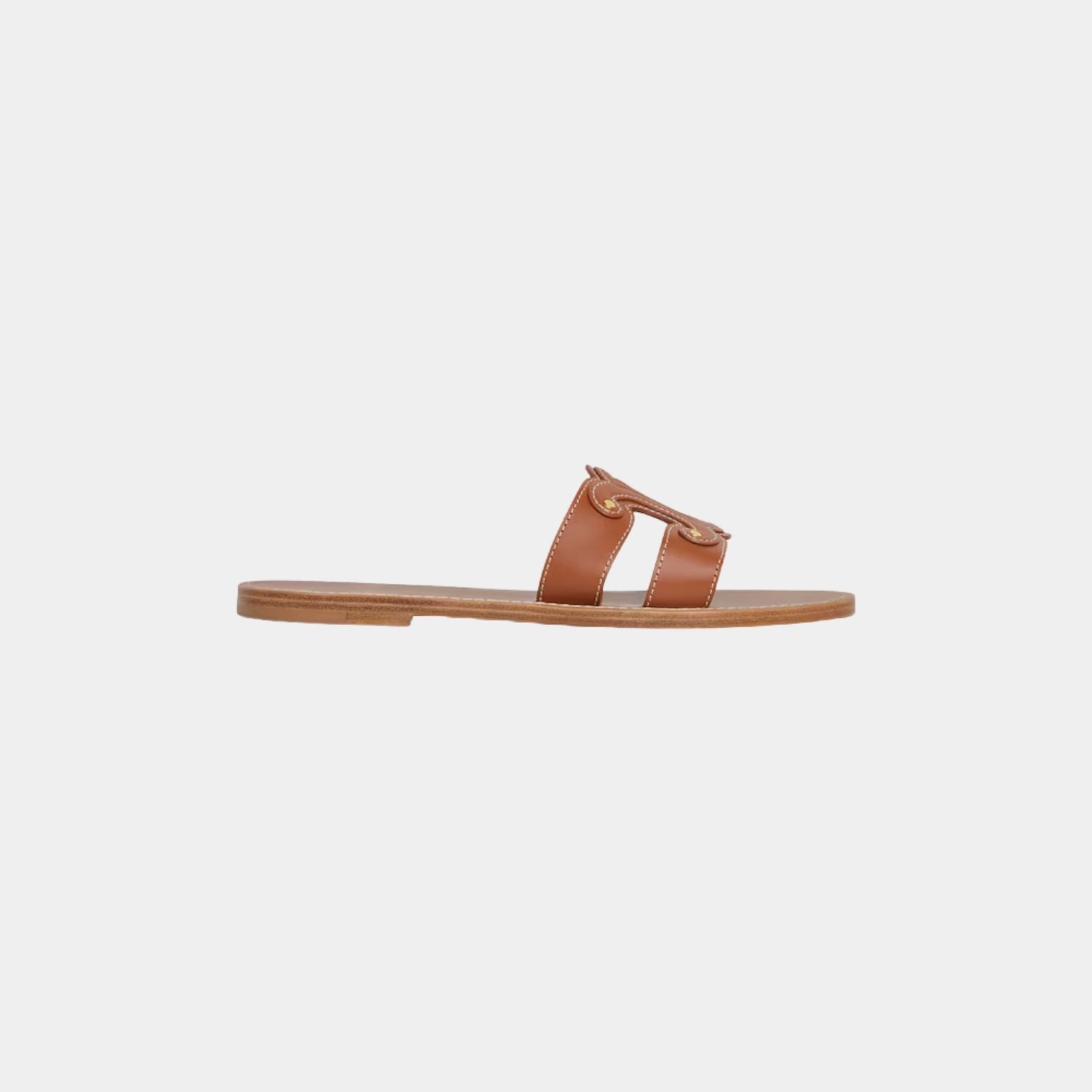 Celine Triomphe Mule In Calfskin, Tan, Side