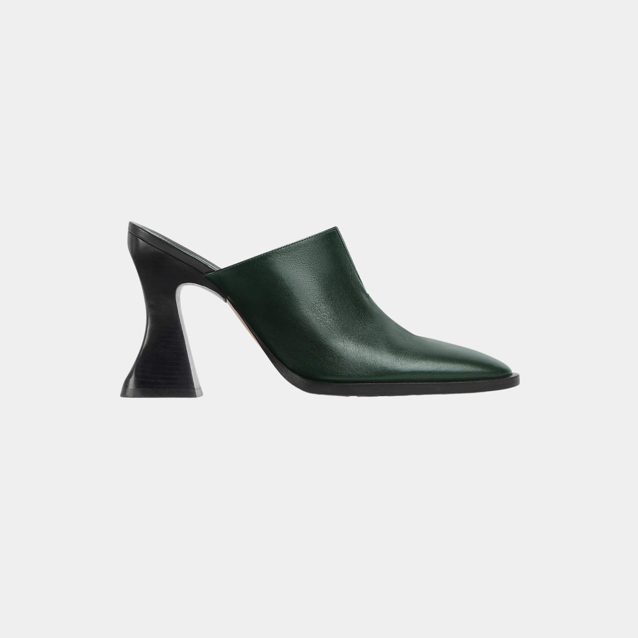 Cha-Cha Calfskin Mule Pump with Sculptural Heel, Side