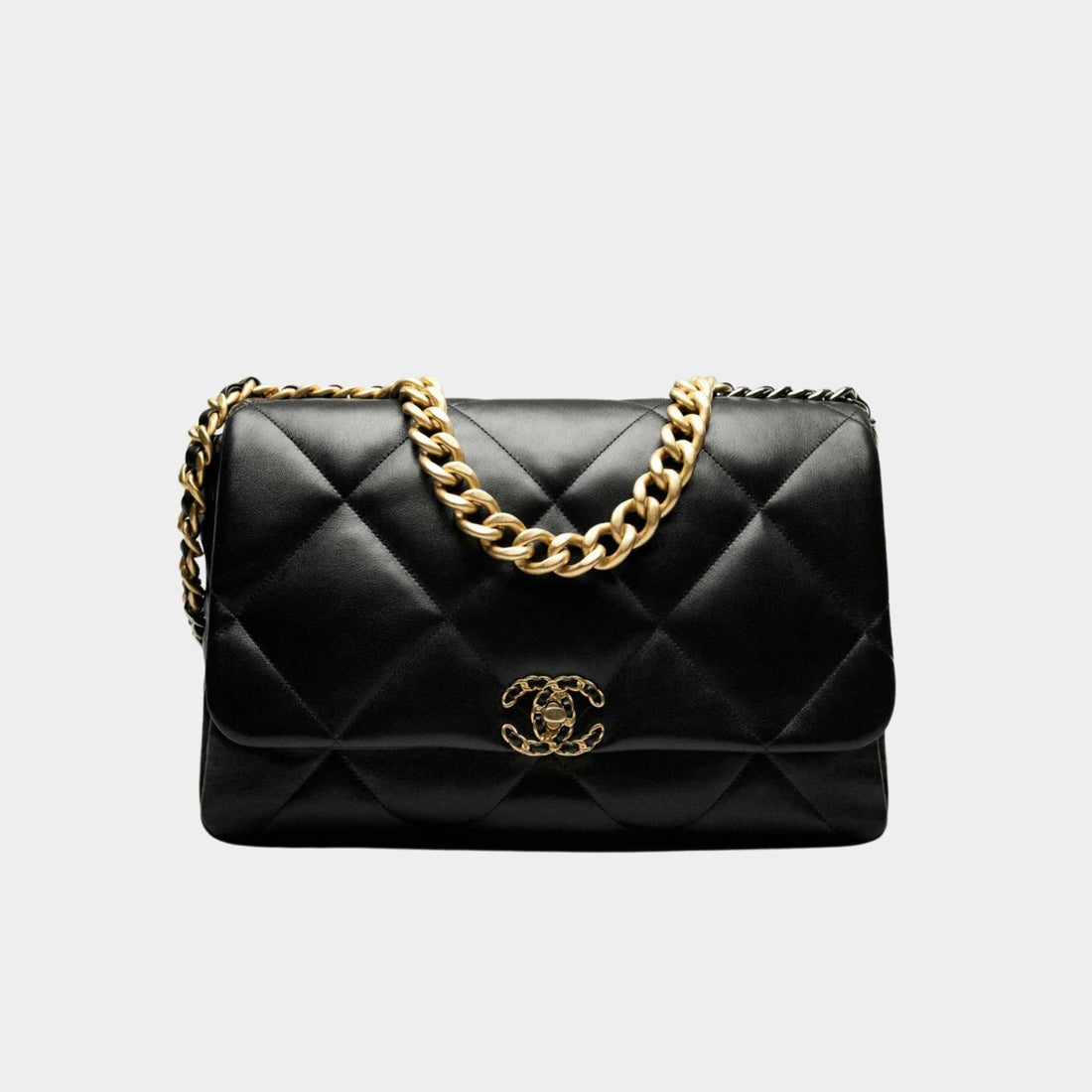 CHANEL 19 Maxi Handbag Shiny Lambskin, Front