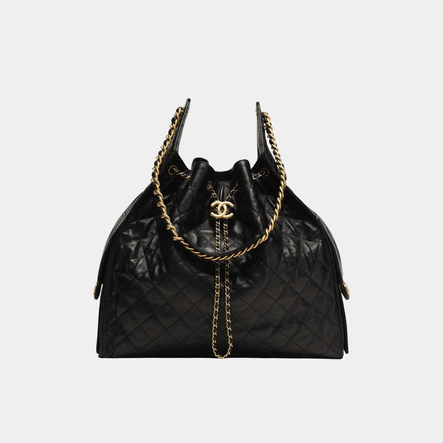 Chanel 25 Large Handbag, Grained Calfskin, Black