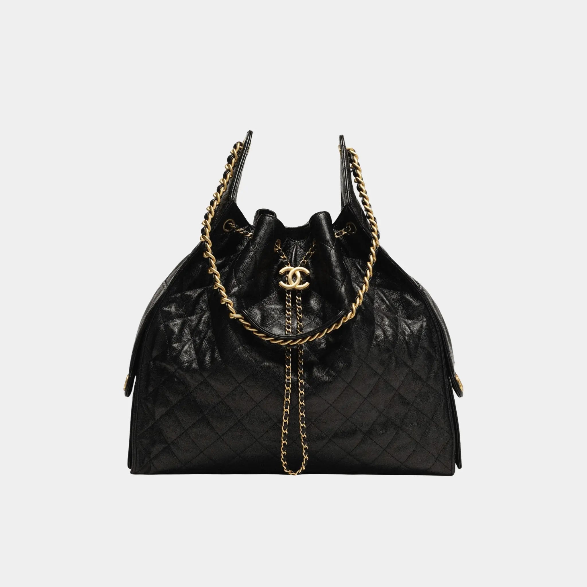 Chanel 25 Large Handbag, Grained Calfskin, Black