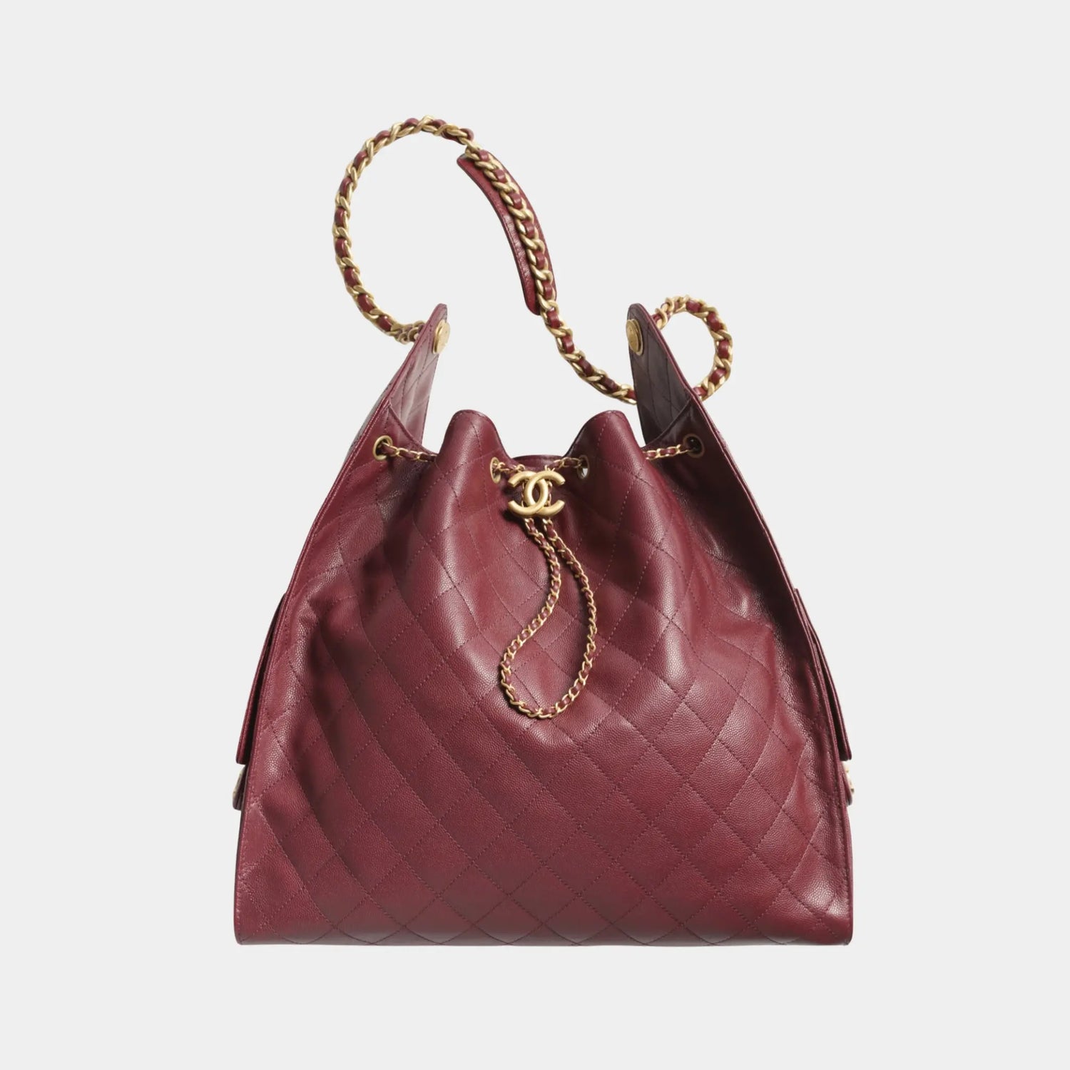Chanel 25 Large Handbag, Grained Calfskin, Burgundy