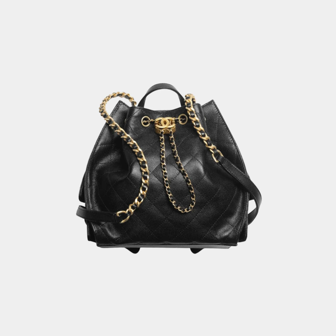 Chanel 25 Medium Backpack Grained Calfskin &amp; Gold-Tone Metal, Front