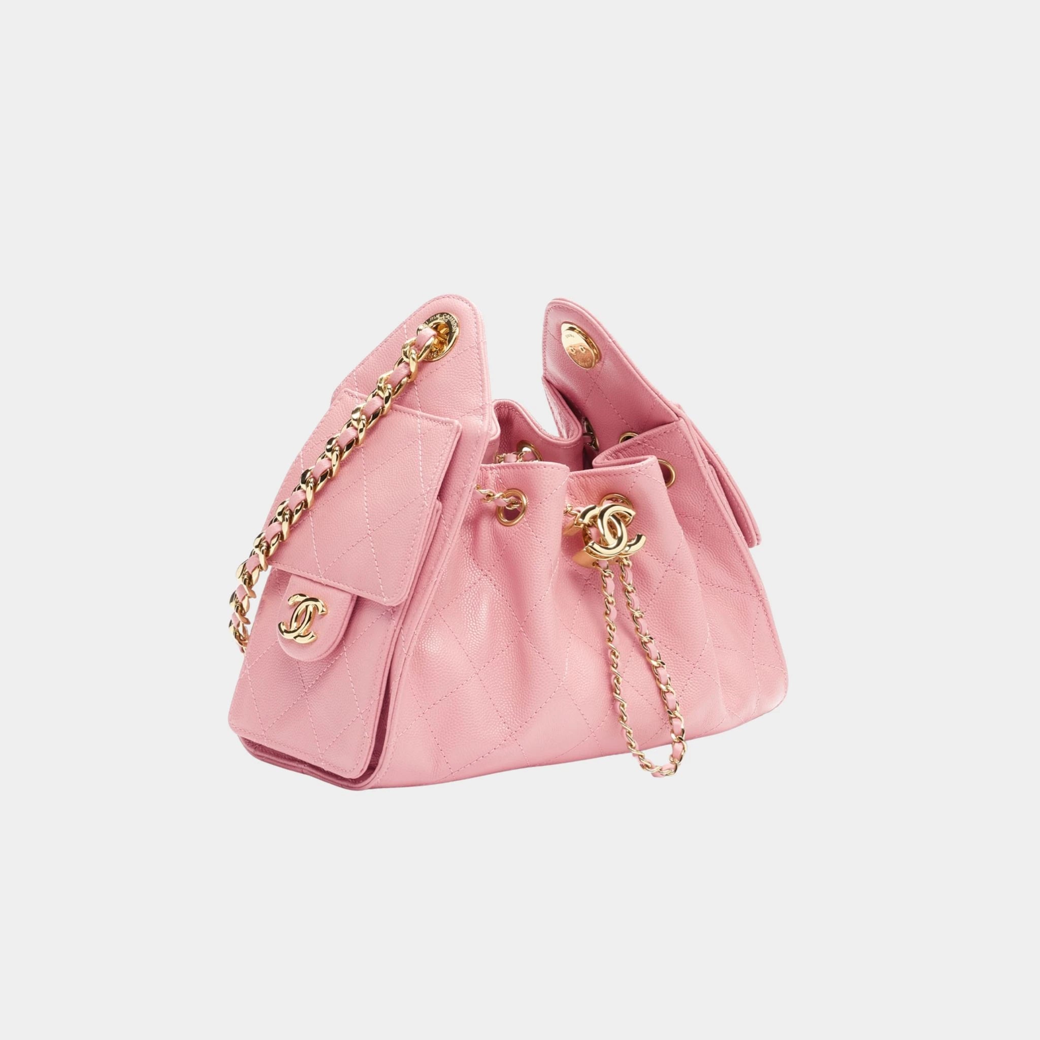 Chanel 25 Mini Handbag Gained Calfskin &amp; Gold-Tone Metal Light Pink
