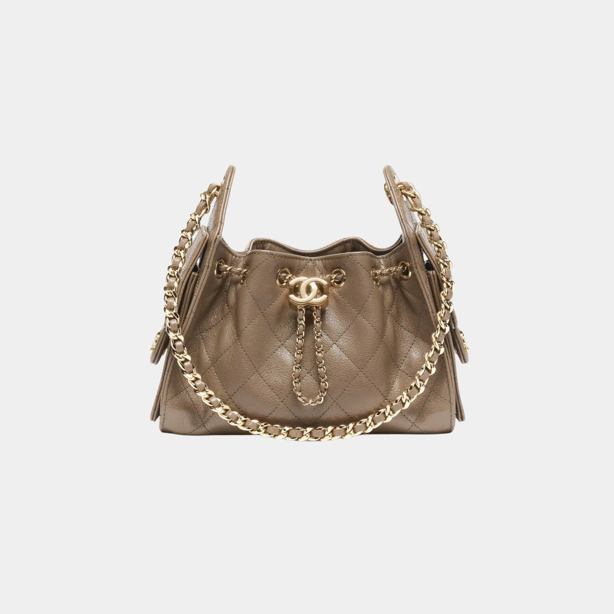 Chanel 25 Mini Handbag in Dark Khaki Grained Calfskin