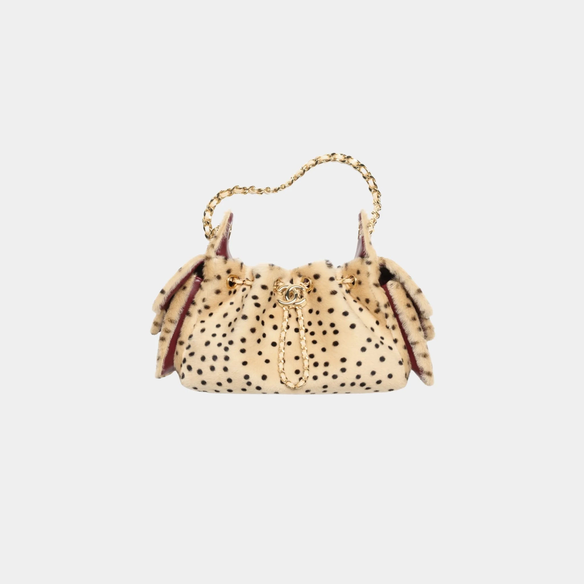 Chanel 25 Mini Handbag in Light Beige &amp; Black Lambskin, Front