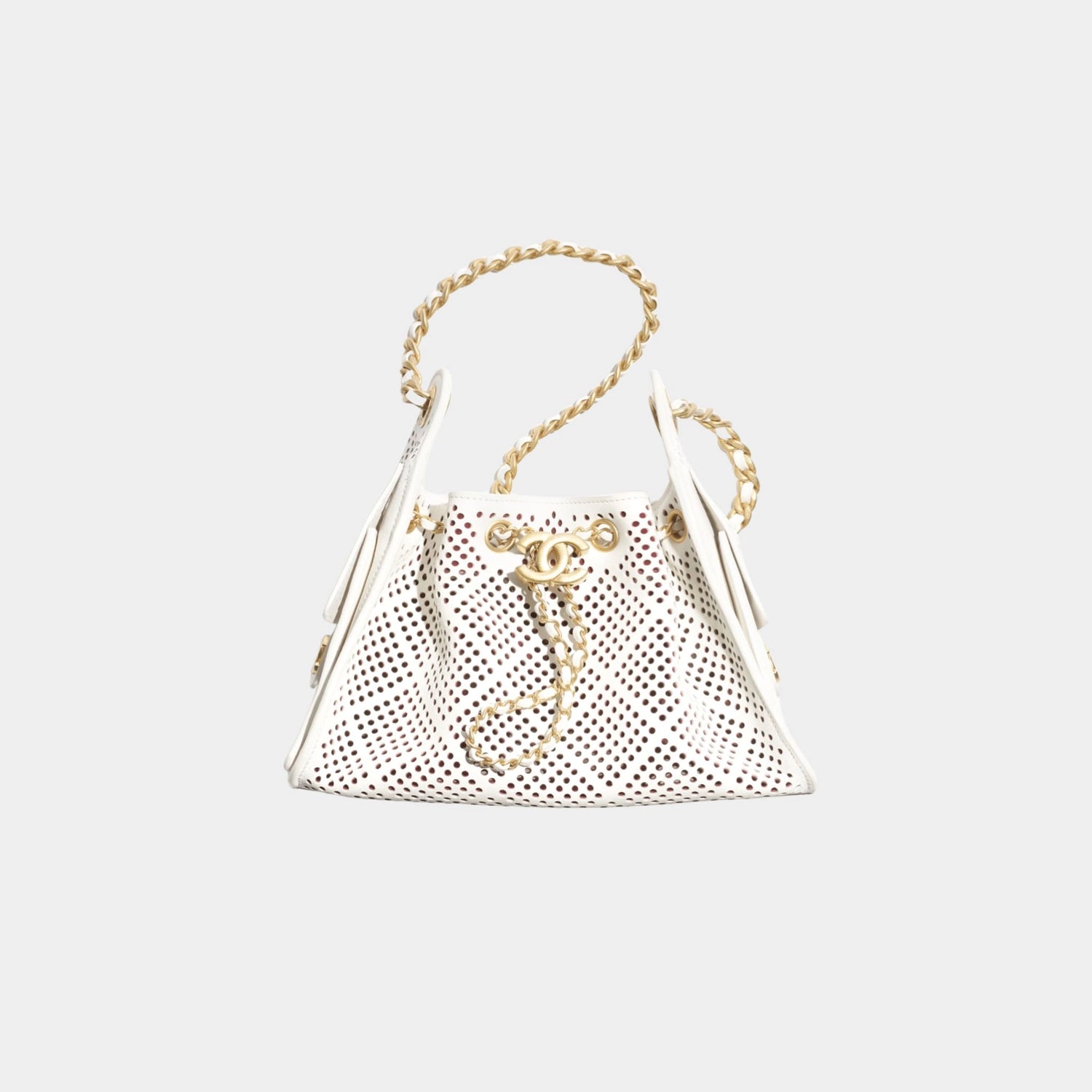 Chanel 25 Mini Handbag Perforated Calfskin &amp; Gold Tone Metal, Front 