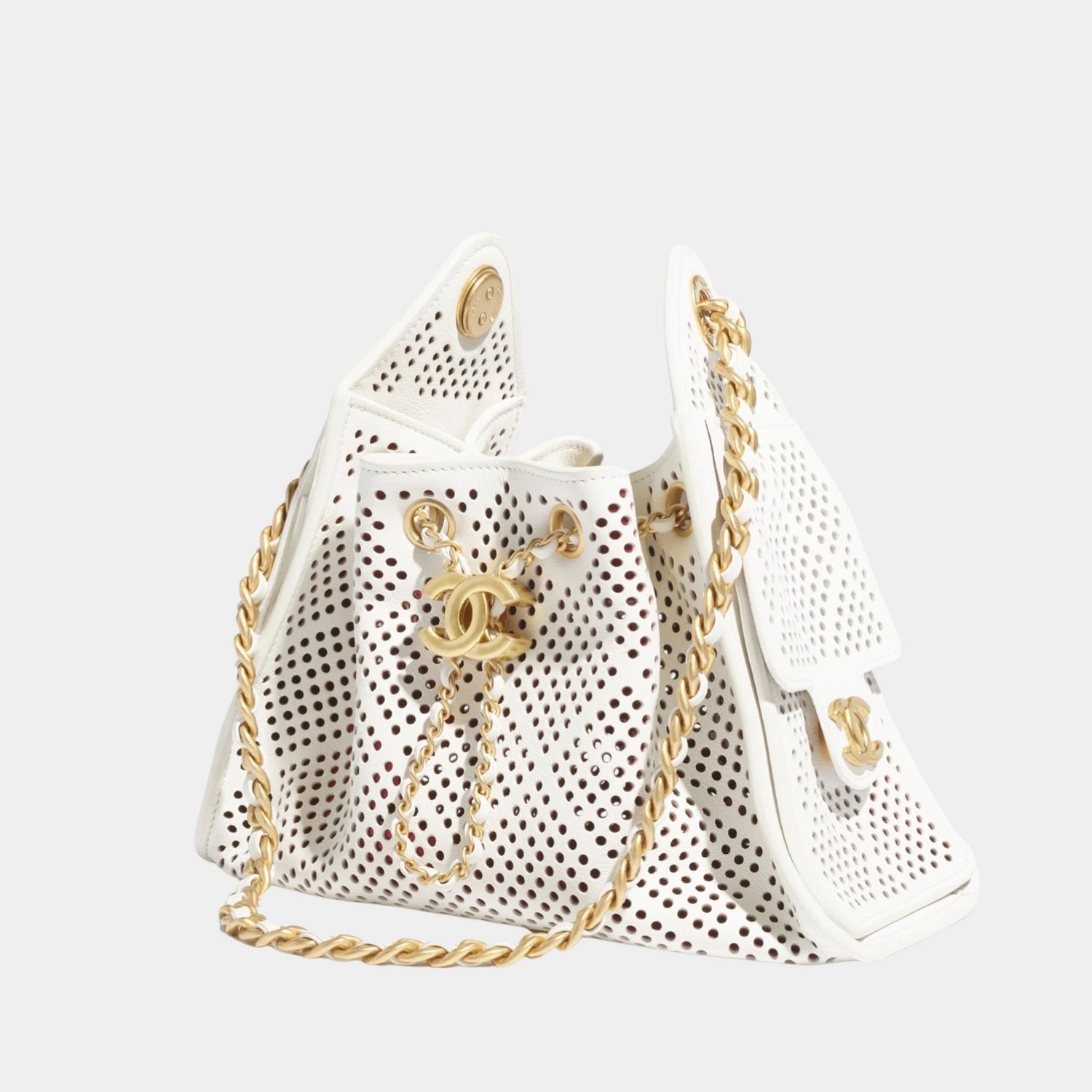 Chanel 25 Mini Handbag Perforated Calfskin &amp; Gold Tone Metal, Side