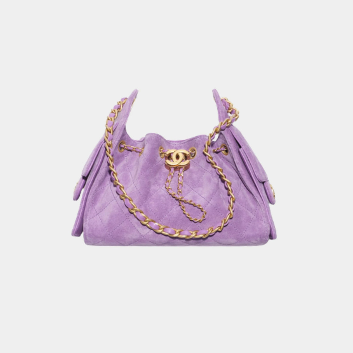 Chanel 25 Mini Handbag Suede Calfskin & Gold Metal