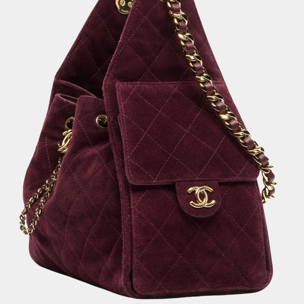 Chanel 25 Small Handbag 25 Suede Calfskin &amp; Gold-Tone Metal Burgundy